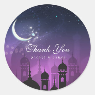 Arabian Nights Moroccan Purple Moonlight Classic Round Sticker