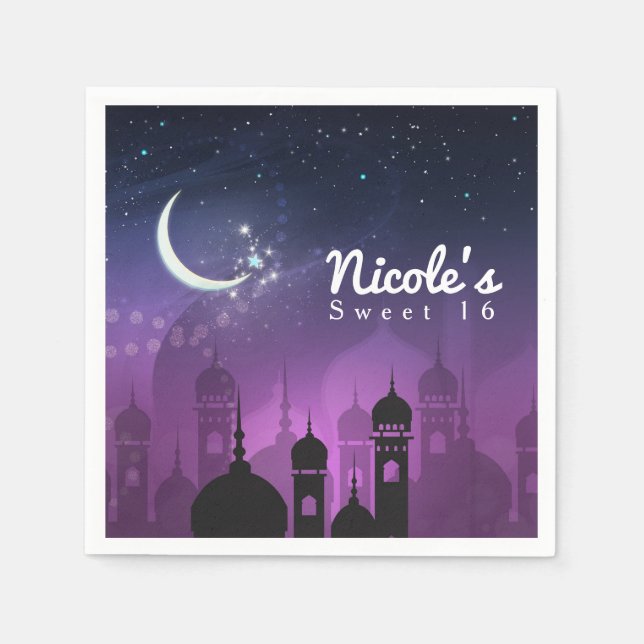 Arabian Nights Moroccan Purple Moonlight Napkin (Front)