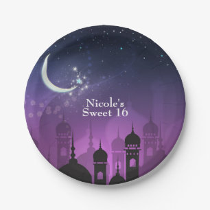 Arabian Nights Moroccan Purple Moonlight Paper Plate
