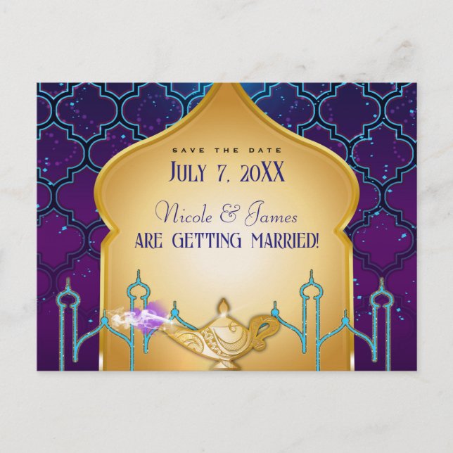 Arabian Nights Moroccan Save The Date Postcard (Front)