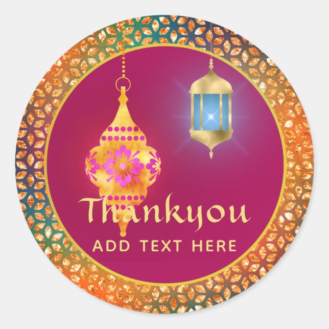 Arabian Nights Party Magic Lanterns Personalised Classic Round Sticker (Front)