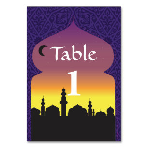 Arabian Nights Pattern Table Number Wedding