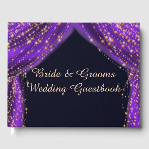Arabian Nights Purple & Gold Stars Wedding Guest Book