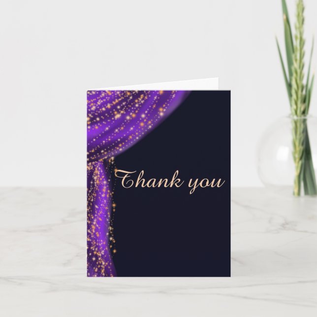 Arabian Nights Purple & Gold Thank You Card (Front)