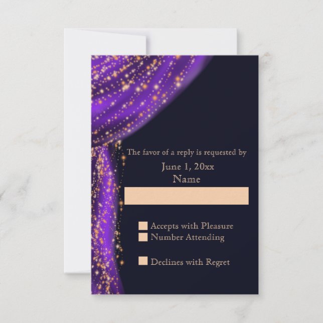 Arabian Nights Purple & Gold Wedding RSVP (Front)