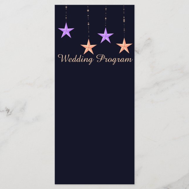 Arabian Nights Stars Wedding Program Card (Front)
