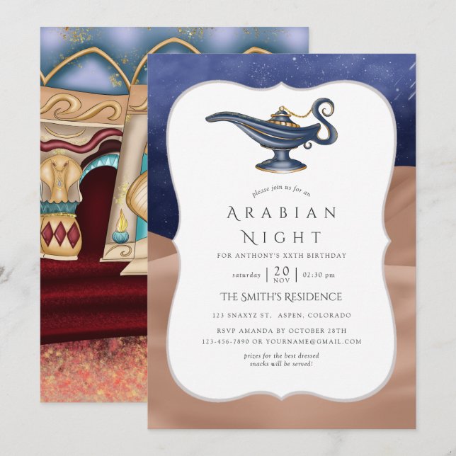Arabian Nights Themed Party Invitation (Front/Back)