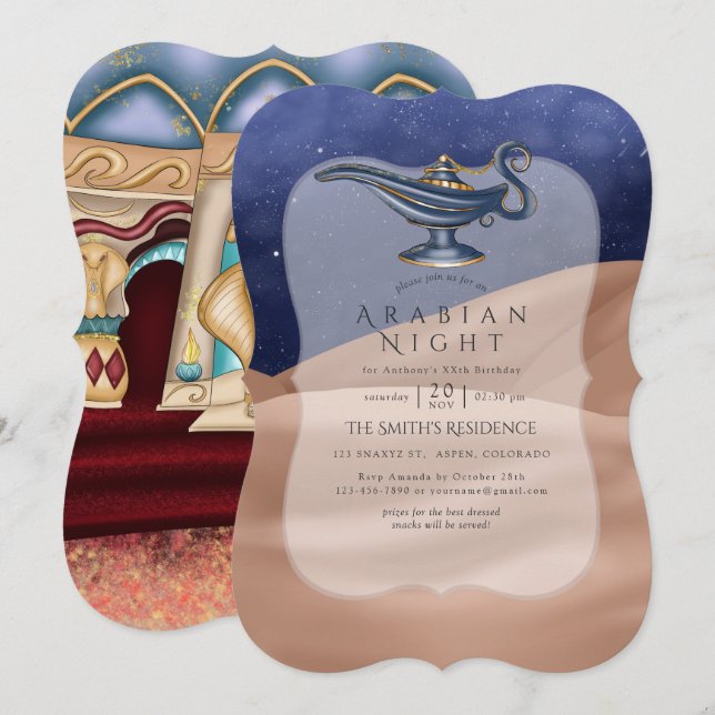 Arabian Nights Themed Party Invitation (Front/Back)