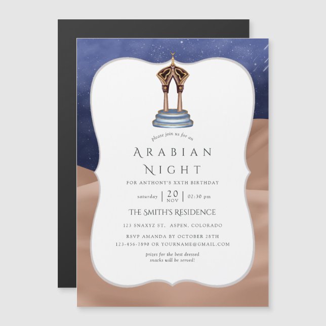 Arabian Nights Themed Party Magnetic Invitation (Front/Back)