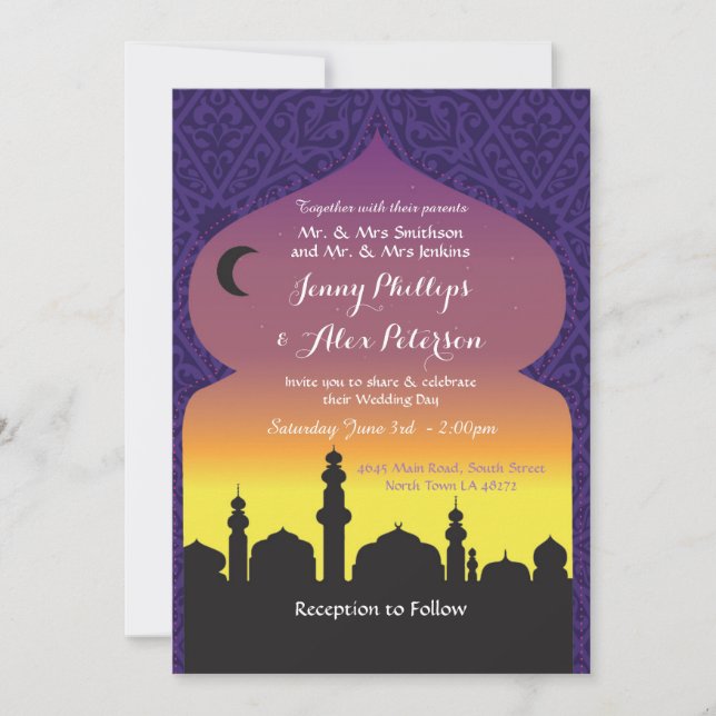 Arabian Nights Wedding Party Moroccan Invitation (Front)