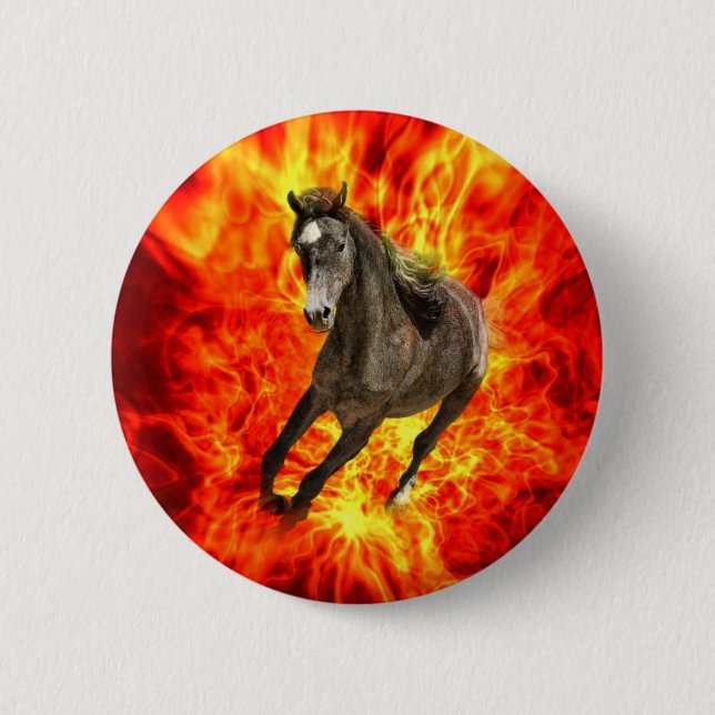 Arabian on fire 6 cm round badge (Front)