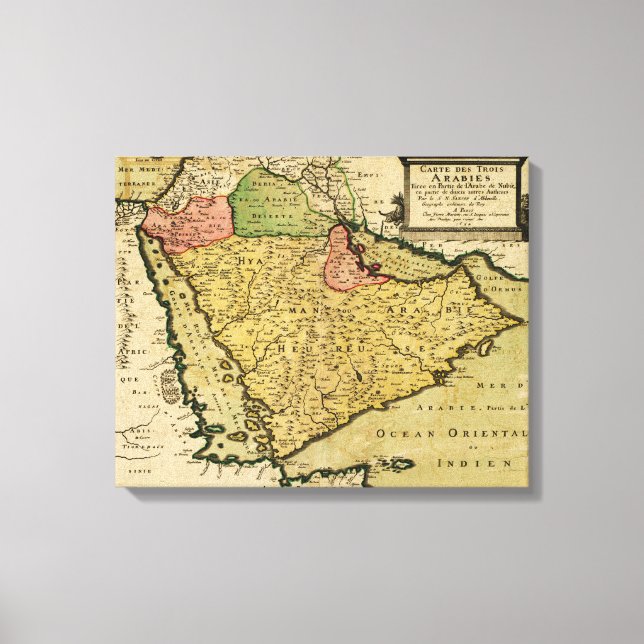 Arabian Peninsula of the Middle East Map Canvas Print (Front)