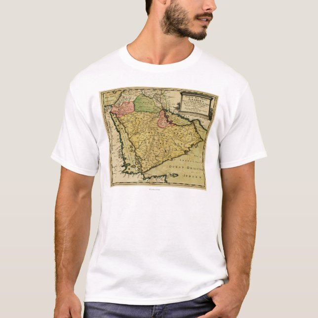 Arabian Peninsula of the Middle East Map T-Shirt (Front)