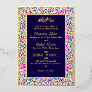 Arabian Royal Navy Blue Gold Ornate Muslim Wedding
