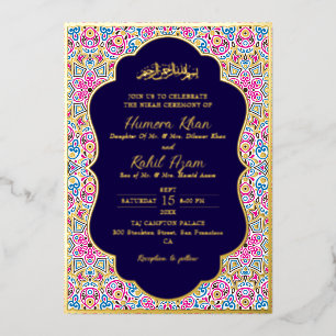 Arabian Royal Navy Blue Gold Ornate Muslim Wedding