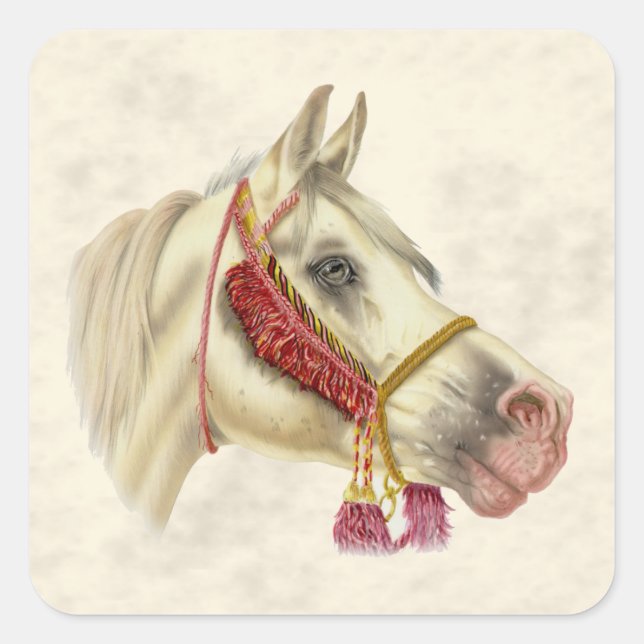 Arabian Stallion Square Sticker (Front)
