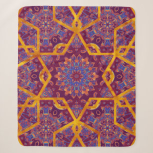 Arabian style, watercolor islamic seamless pattern sherpa blanket