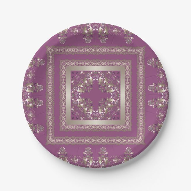 Arabic abstract decorative east ornamental baroque paper plate (Front)
