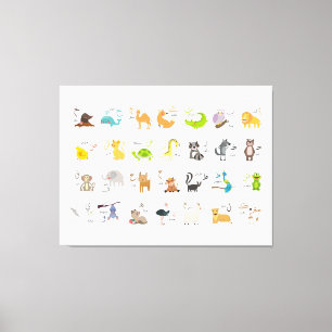 arabic Alphabet animals الحروف العربية Canvas Print
