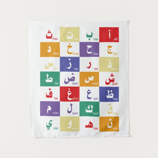 Arabic alphabet Letters for kids Tapestry (Front)