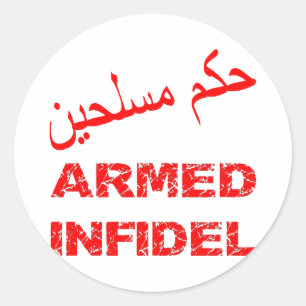 Arabic Armed Infidel Classic Round Sticker
