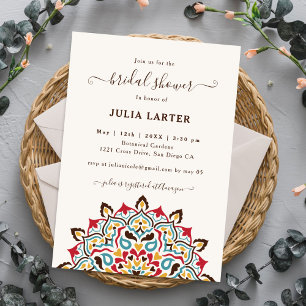 Arabic Art Nouveau Floral Mandala Bridal Shower Invitation