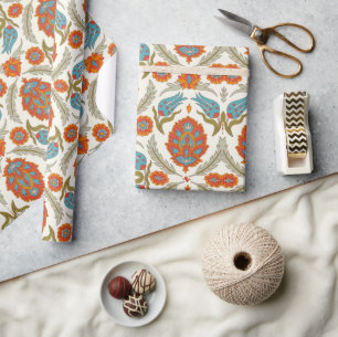 Arabic Boho Elegant Floral Moroccan Peacock Wrapping Paper