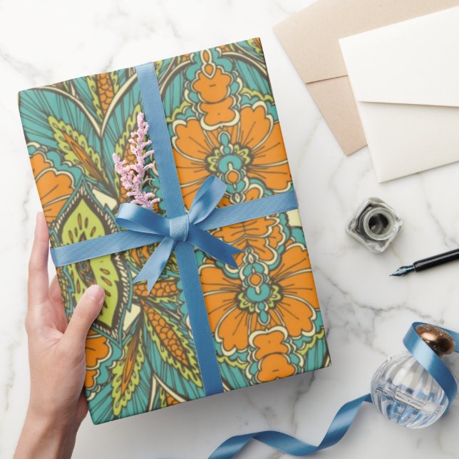 Arabic Boho Elegant Floral Moroccan Peacock  Wrapping Paper (Gifting)