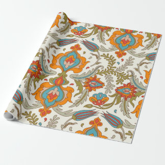 Arabic Boho Elegant Floral Moroccan Peacock Wrapping Paper