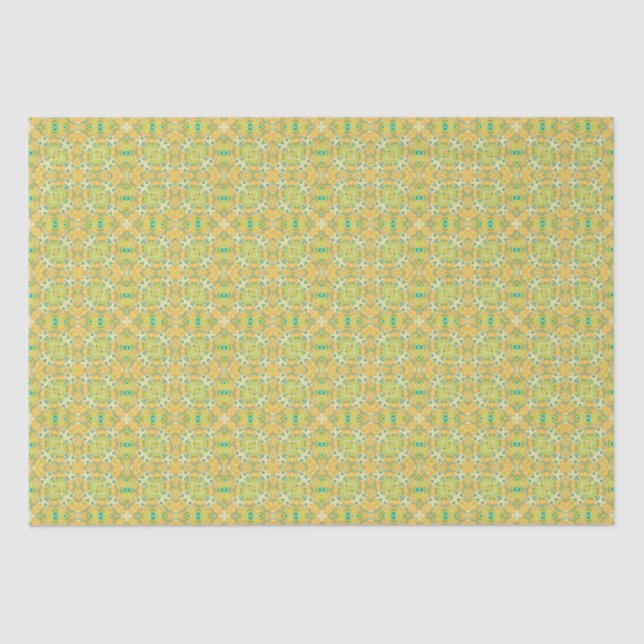 Arabic Boho Elegant Geometric Moroccan Yello Green Tissue Paper (Front)