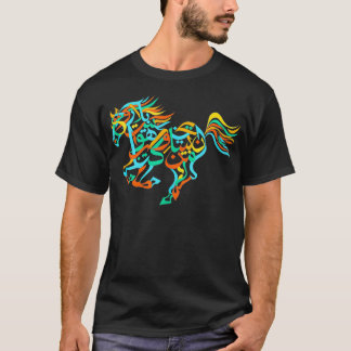 Arabic Calligraphy Design Colourful Arabian Horse  T-Shirt