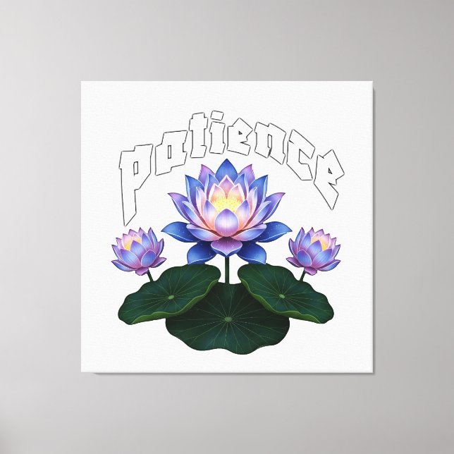 Arabic Calligraphy Sabr Patience - Zen Lotus Flowe Canvas Print (Front)