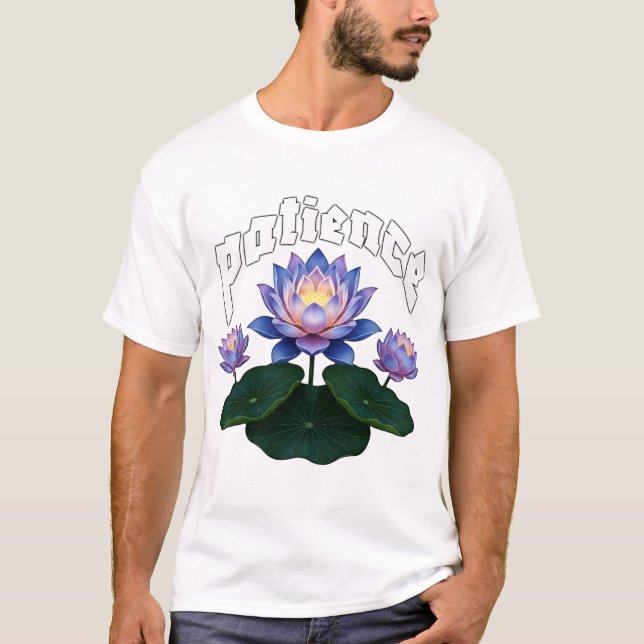 Arabic Calligraphy Sabr Patience - Zen Lotus Flowe T-Shirt (Front)