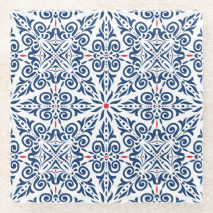 Arabic Colourful Vintage Seamless Pattern Glass Coaster