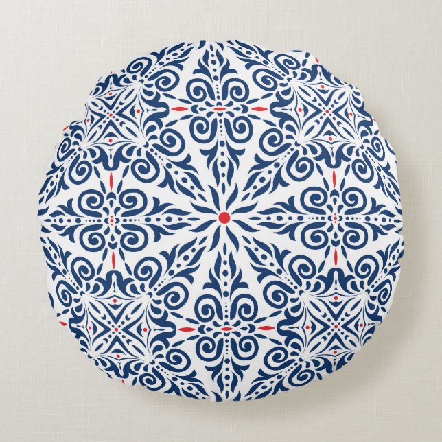 Arabic Colourful Vintage Seamless Pattern Round Cushion (Front)