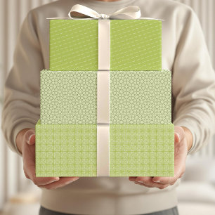 Arabic Eid Mubarak Kids Green Star Pattern Quote Wrapping Paper Sheet