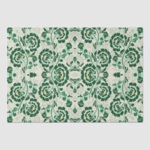 Arabic Elegant Floral Geometric Green Moroccan  Tissue Paper