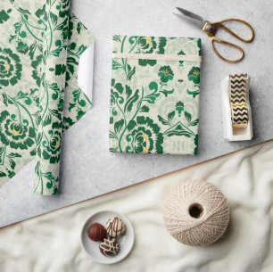 Arabic Elegant Floral Geometric Green Moroccan Wrapping Paper