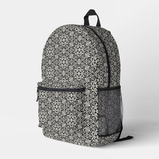 Arabic floral pattern printed backpack (Back Corner Right)