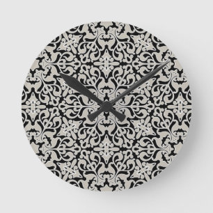 Arabic floral pattern round clock
