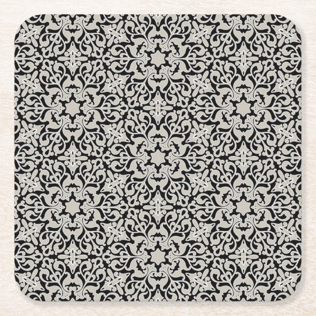 Arabic floral pattern square paper coaster (Front)