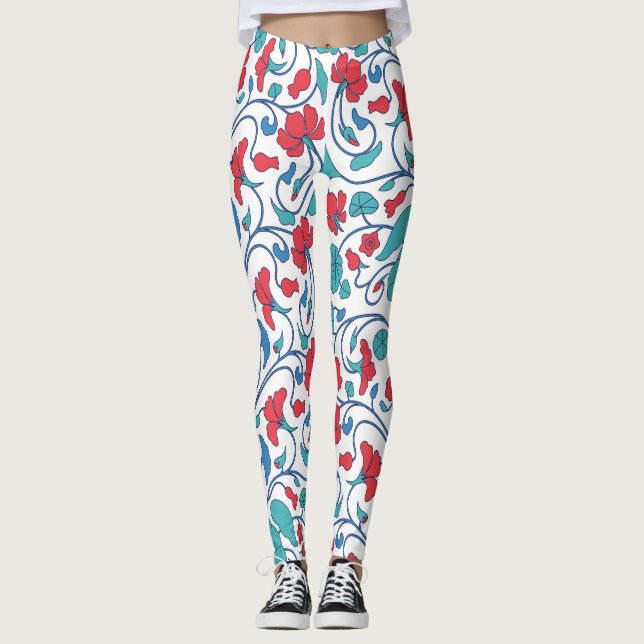 Arabic floral seamless vintage pattern. leggings (Front)
