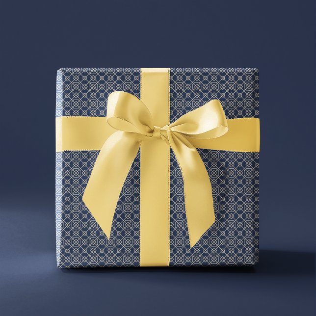 Arabic Geometric | Navy Blue Gold Wrapping Paper (Creator Uploaded)