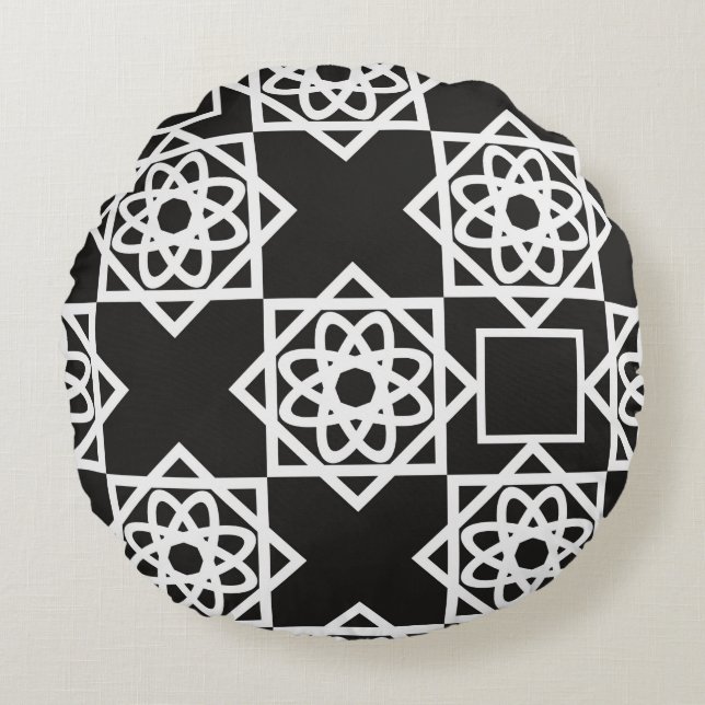 Arabic geometric pattern. Art decor. Islam. Flower Round Cushion (Front)