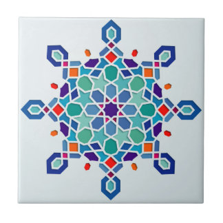 Arabic Geometric Pattern Round Ornate CeramicTile Tile