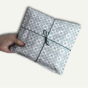 Arabic Geometric Pattern Teal White Tissue Paper