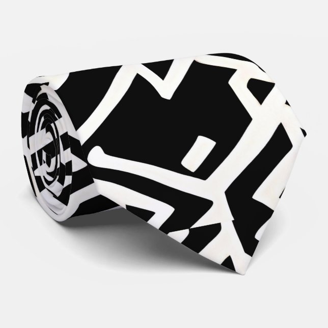 Arabic Kexogons and lines Geometric Pattern Tie (Rolled)