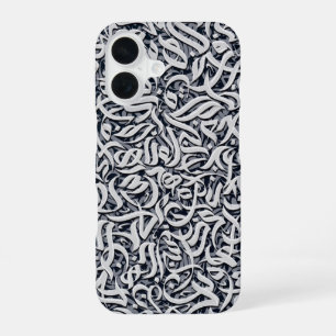 Arabic letters black and white iPhone 16 case