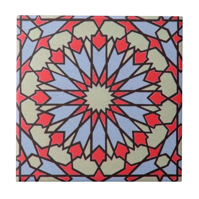 Arabic Middle Eastern Tile Geometric Red Blue (Front)
