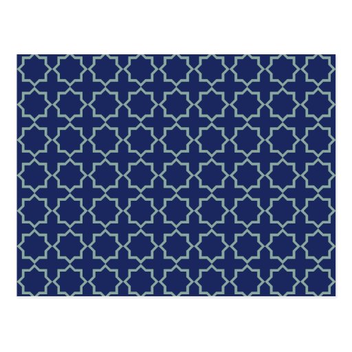 Image of Arabic Moroccan Lattice in Midnight Blue Postcard